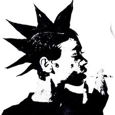 Black Pic For Graphic Design, Punk Icons Aesthetic, Stencil Art Aesthetic, Punk Black And White, Punk Icon, Punk Rock Art, Image Joker, Hell Star, Punk Illustration