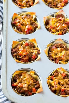 cupcakes filled with meat and cheese in muffin tins