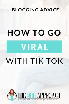 a woman sitting on top of a bed with the words how to go virtual with tiktok