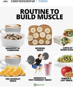 Transform your physique with this muscle-building routine! Designed for all fitness levels, this plan combines effective strength training exercises with proper nutrition tips to help you gain muscle, increase strength, and enhance overall fitness. Get ready to see results and push your limits! 💪🏋️‍♂️ #BuildMuscle #StrengthTraining #MuscleGain #FitnessRoutine #WorkoutPlan #StrengthBuilding #FitnessGoals #GymRoutine #BodyBuilding #HealthyLiving Calorie Cycling, Bulking Meals, Preworkout Snack, Detox Smoothie Recipes, Foods And Drinks, Post Workout Snacks