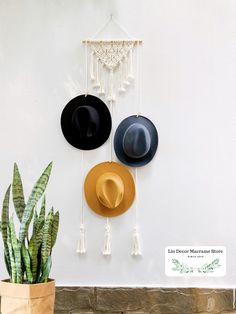 Thanks so much for visiting our store, we make macrame products in various colors, sizes, styles, all 100% natural materials, pure soft cotton cords with clean color and no bad smell at all ^^ A boho macrame product to add stylish organization to your space.Proudly display your hat with these sturdy and simplistic hat holders. Keep your hats free of creases and folds.They can be used in the entryway, bedroom, or anywhere you want to show off your hats. It's suitable for many hat types: Baseball Organisation, Macrame Product, Hat Holders, Hat Hangers, Hats Fedora, Cap Rack, Hats Cowboy, Hat Display, Hat Organization