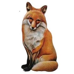 a painting of a fox sitting on the ground