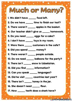 a printable worksheet for kids to learn how to read much or many