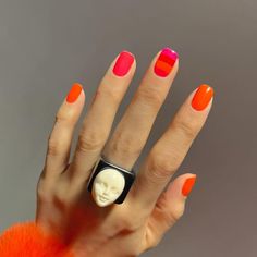 Orange Nail Designs, Colorful Nail, Nagel Tips, Nails 2022, Pink Nail, Neon Nails, Beach Nails, Orange Nails, Chic Nails