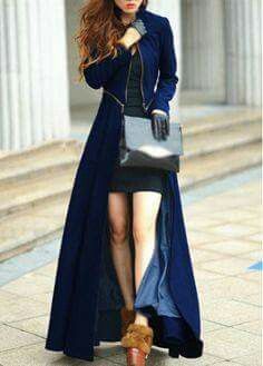 Full Length Coat, Gaun Fashion, Long Coat Women, Maxi Coat, Winter Outfit Inspiration, Coat Stands, Blue Maxi, Women Maxi, Coat Fashion