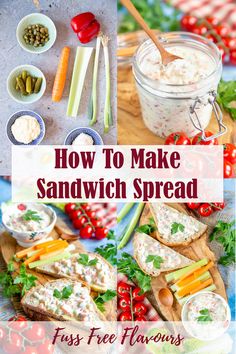 how to make sandwhich spread with fresh vegetables and dips on the side