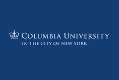 the columbia university in the city of new york logo on a dark blue background with white lettering