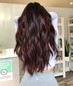 Burgundy On Brown Hair, Maroon Lowlights Brunettes, Burgundy Hair With Dimension, Dark Red Fall Hair, Brunette Balayage Hair With Red, Dark Brown Hair With Natural Red Highlights, Dark Brown Hair With Hints Of Red, Red Wine Highlights On Brown Hair, Dark Red Hair With Lowlights