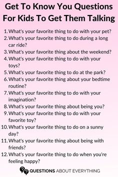 A list of Questions to get to know your kids Games Questions, Kids Talking