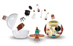 an assortment of toys including a bowl, toy figurine and other items on a white background