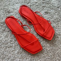 New With Box- Never Worn! Size 6.5 Strappy Slingback Vegan Leather Smoke- And Pet-Free Home Red Sandals, Slingback Sandals, Slingback Sandal, Steve Madden Shoes, Women's Shoes Sandals, Steve Madden, Vegan Leather, Shoes Sandals, Give It To Me