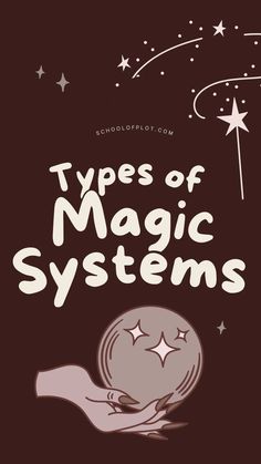 the title for types of magic systems, written in white on a brown background with stars