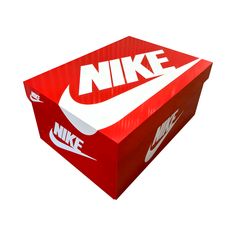 the nike box is red and white