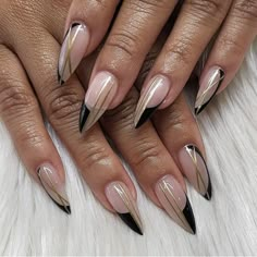 Corporate Nails Manicures, Abstract Nail Art Almond Shape, Glam Acrylic Nails, Almond Nails Black Women, Almond Stiletto Nails, Classy Acrylic Nails, Almond Nails Designs, Neutral Nails, Hot Nails