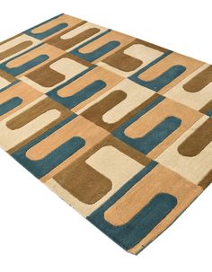 an area rug with various shapes and colors