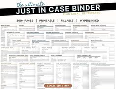 the ultimate just in case binder for printable, fillable and hypplinked