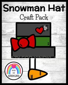 the snowman hat craft pack is shown in red and green with hearts on it