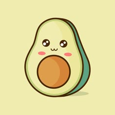 an avocado with a face drawn on it's side and eyes closed