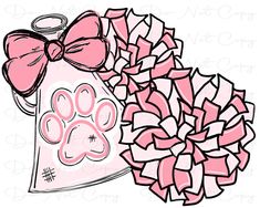 a pink dog paw print next to a bag of candy canes with a bow on it