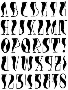 an old fashioned alphabet with black letters