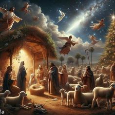 the birth of jesus is depicted in this painting