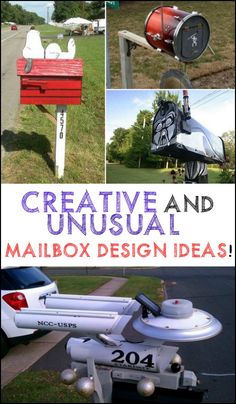 the cover of creative and unusual mailbox design ideas, with pictures of mailboxes