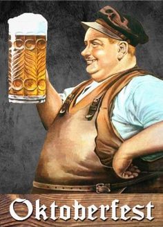 a man holding a beer mug with the words oktoberfest on it