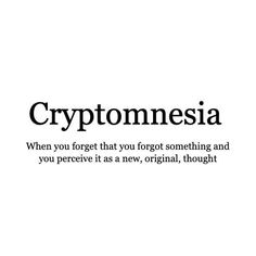 the words crytomnesia are written in black and white on a white background