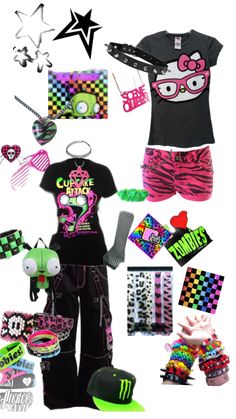 Scenecore Aesthetic Outfit, Scenecore Outfit, Scene Kid Fashion, Scene 2000s, Cute Wolf Drawings