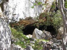 there is a small cave in the rocks