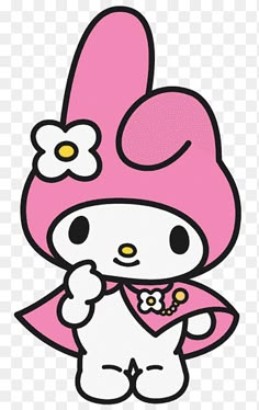 hello kitty cartoon character with pink outfit and flower on her head transparent background png clipart