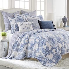 PRICES MAY VARY. THE BENNETT DESIGN: One of our most popular quilt sets, Bennett is inspired by vintage handpainted ceramics, with a blue watercolor paisley flowers on a soft white ground and a charming reverse pattern of mini blue medallions on white. A bound border provides contrast and texture to complete the look. The matching shams are randomly cut from the same fabric as the quilt, making each sham unique and not identical to any other sham. SOFT AND COMFORTABLE LUXURY: Made from 100% cott Duvet Comforter Sets, Nancy Myers, Blue And White Bedding, King Quilt Sets, Floral Bedding Sets, Mini Blue, King Pillows, White Living, Floral Quilt