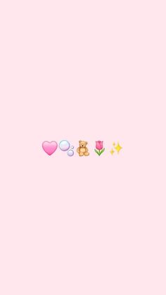 a pink background with hearts, stars and teddy bear on it's left side