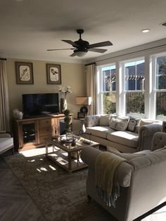 a living room filled with furniture and a flat screen tv