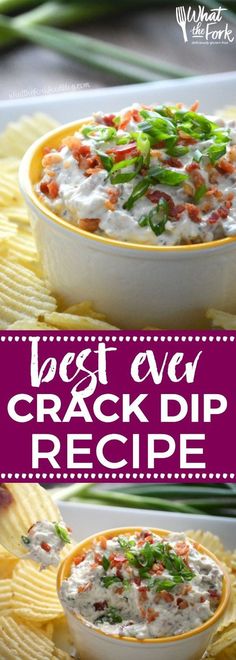 Super Easy Crack Dip - a sour cream based dip with ranch dip mix, cheese and bacon. Totally addicting! Crack Dip Pinterest recipe from @whattheforkblog | whattheforkfoodblog.com | crack dip cold | crack dip recipes | crack dip recipe | cheesy crack dip | crack dip with bacon | how to make crack dip | what is crack dip | award winning crack dip | game day recipes | gluten free appetizer recipes | gluten free dip recipes | easy dip recipes | via @whattheforkblog Friendsgiving Recipes Appetizers, Ranch Dip Mix, Cooking Asparagus, Pilsbury Recipes, Cold Appetizers Easy, Salsa Ranchera, Gluten Free Recipes Appetizers, Appetizers Easy Dips, Diy Easy Recipes