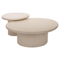 two white stools sitting side by side on top of each other in front of a white background