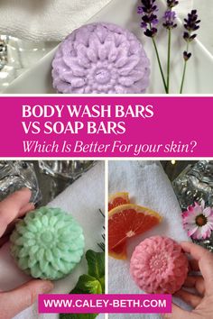 Body Wash Bars vs Soap.  Which is better for you skin.  Picture of a pink flower shape Body Wash Bar.  www.Caley-Beth.com Body Wash Routine, Wash Routine, Liquid Body Wash, Grooming Hacks, Green Skincare, Green Cosmetics, Zero Waste Gifts, Daily Rituals, After Shave Balm