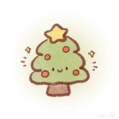 a drawing of a christmas tree with a star on it's head and eyes