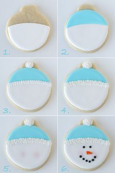 how to make snowman cookies with icing and royal icing - step by step instructions