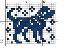 a cross stitch pattern with an image of a blue dog on it's side