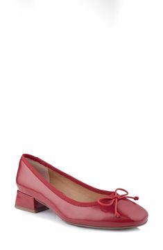 The classic ballet style gets a sophisticated lift on a wrapped block heel in this foam-cushioned loafer. 1" heel Memory foam cushioning Leather or textile upper/synthetic lining/rubber sole Imported Red Ballerina, Red Ballerinas, Ballerina Heels, Ballet Style, Ballet Fashion, Ballet Pumps, Red Shoes, Women's Pumps, Block Heels