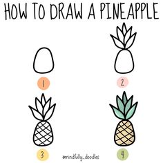 how to draw a pineapple step by step instructions for kids and beginners with pictures