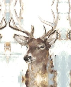 a painting of a deer with antlers on it's head