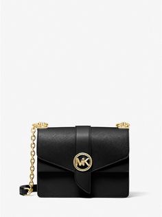 Greenwich Small Saffiano Leather Crossbody Bag | Michael Kors Michael Kors Handbags Crossbody, Michael Kors Luggage, Handbag Styles, Michael Kors Handbags Black, Michael Kors Bag Black, My Style Bags, Chain Handbag, Michael Kors Crossbody Bag, Mk Bags