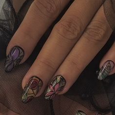 Dc Inspired Nails, Stained Glass Nail Designs, Dc Nails, Stained Nails, Mail Inspo