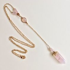 Rose Quartz Crystal Crystal Collection Rose by AgostinaJewelry Adjustable Rose Quartz Gemstone Necklace, Spiritual Rose Quartz Gemstone Necklaces, Rose Quartz Pendant Necklace With Natural Stones, Adjustable Rose Quartz Pendant Necklace, Hand-strung Pink Rose Quartz Necklace, Quartz Crystal Necklace, Rose Quartz Pendant, Rose Quartz Necklace