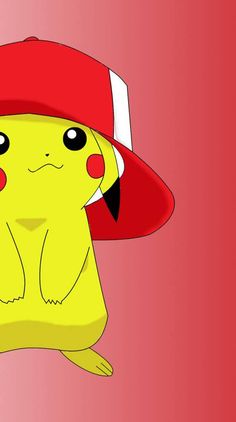 a cartoon pikachu wearing a red hat