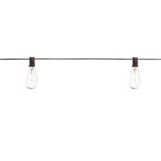 three light bulbs hanging from a black wire