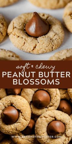 soft and chewy peanut butter blossoms are the perfect dessert for valentine's day