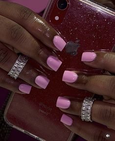 Super Short Acrylics, Plain Color Nail Ideas, Short Square Pink Nails, Extra Short Acrylic Nails, Pixie Nails, Shorties Nails, Fan Nails, Bad Nails